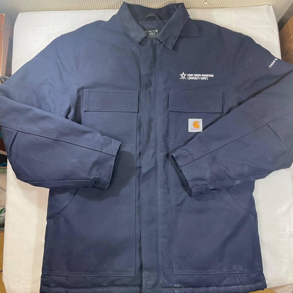Carhartt C003 DNY Traditional Coat Loose Fit Navy Blue Mens Medium Fort Drum